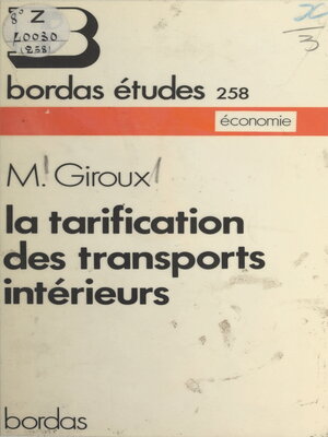 cover image of La tarification des transports intérieurs